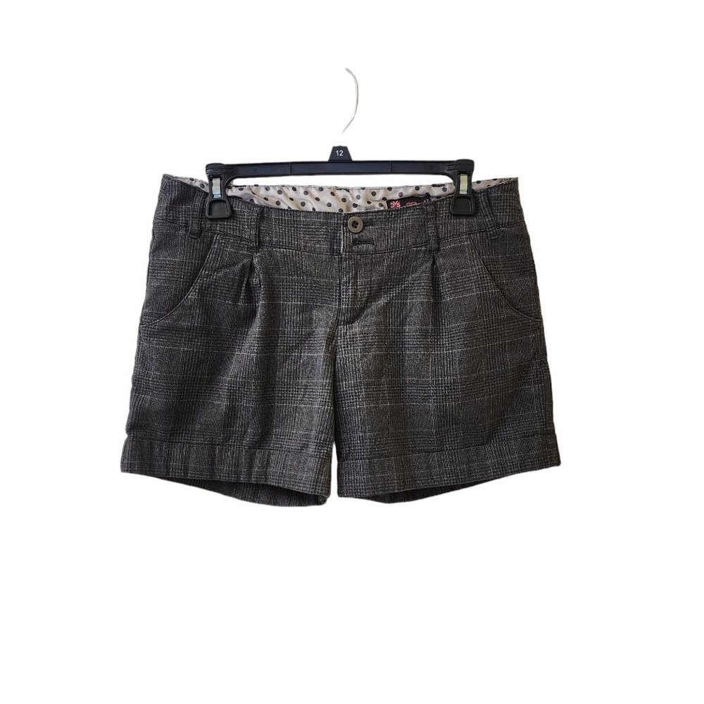 OVS Grey Black Plaid Dressy Pleated Shorts Size 42 European? 30" Waste Low Rise